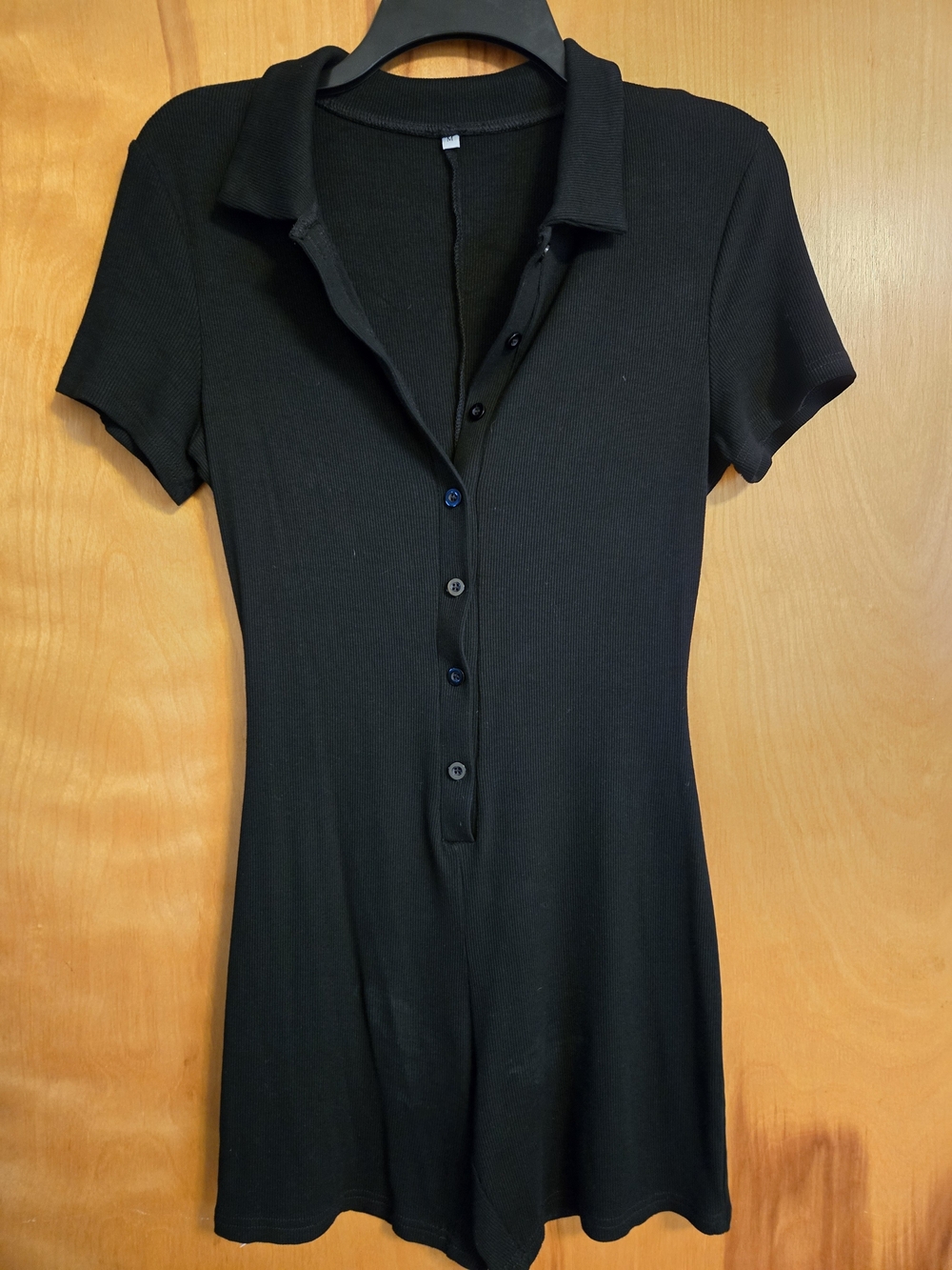 Black Polo Short-Sleeve Romper - Women's Black Top